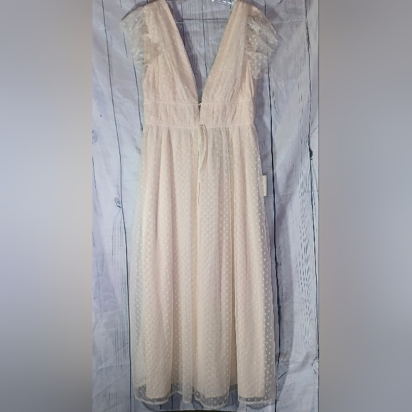 Lulus Yours Evermore Cream Swiss Dot Ruffled Midi Dress NWT - Picture 1 of 16